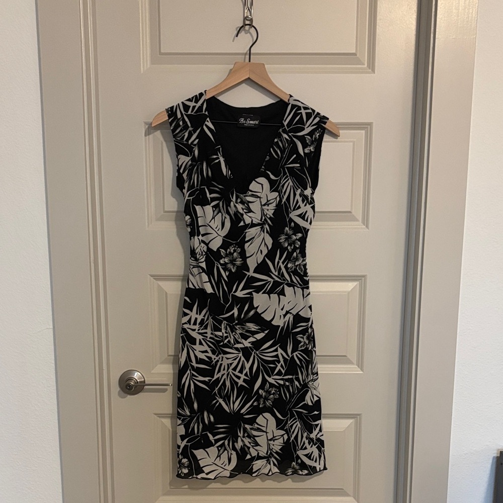 The Limited Black and White Leaf Print Mini Dress